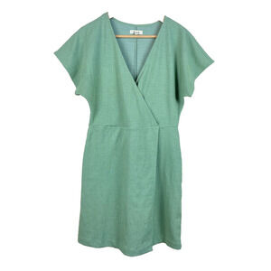 Madewell Cross Front Flutter Sleeve Mini Dress Green Womens Size M Casual Office